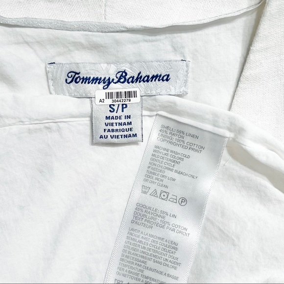 SOLD-Tommy Bahama Linen Blend White Floral Print Sleeveless Tunic Dress - Picture 9 of 11